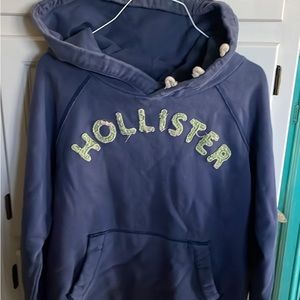 Hollister blue distressed hoodie